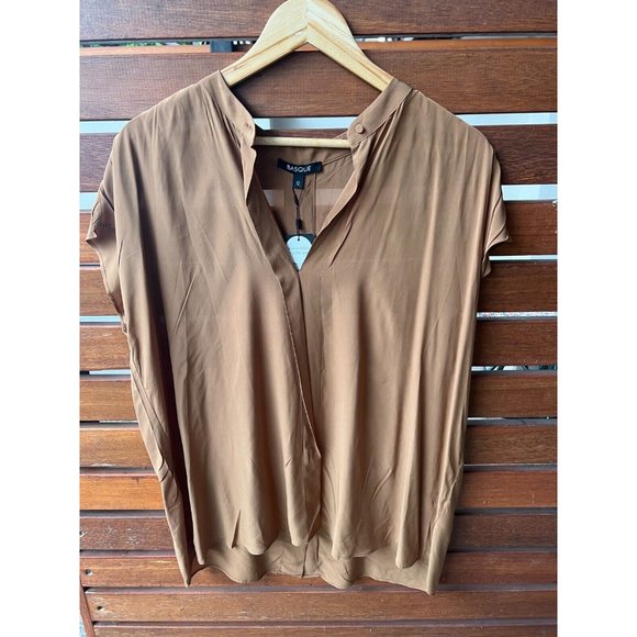 Basque Size 12 Womens Rust Coloured Blouse Shirt Corporate Casual - Picture 2 of 11